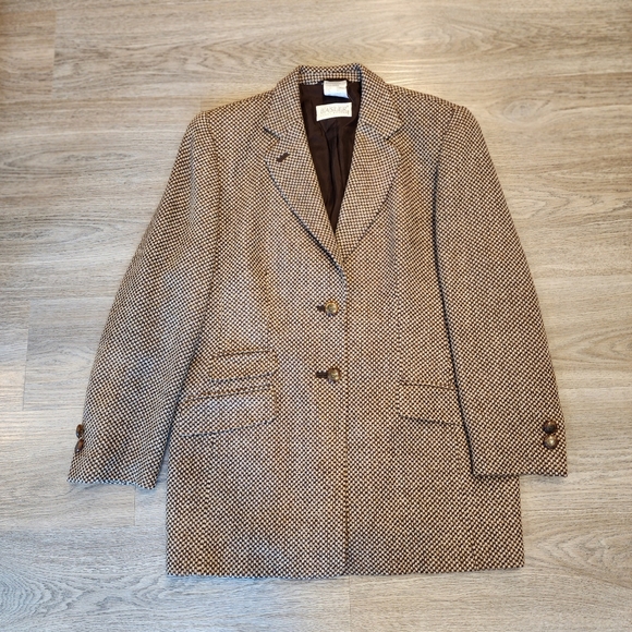 Vintage Women's 10 Basler 100% Lambswool Blazer Brown Single Breasted Pocketed - Picture 3 of 14